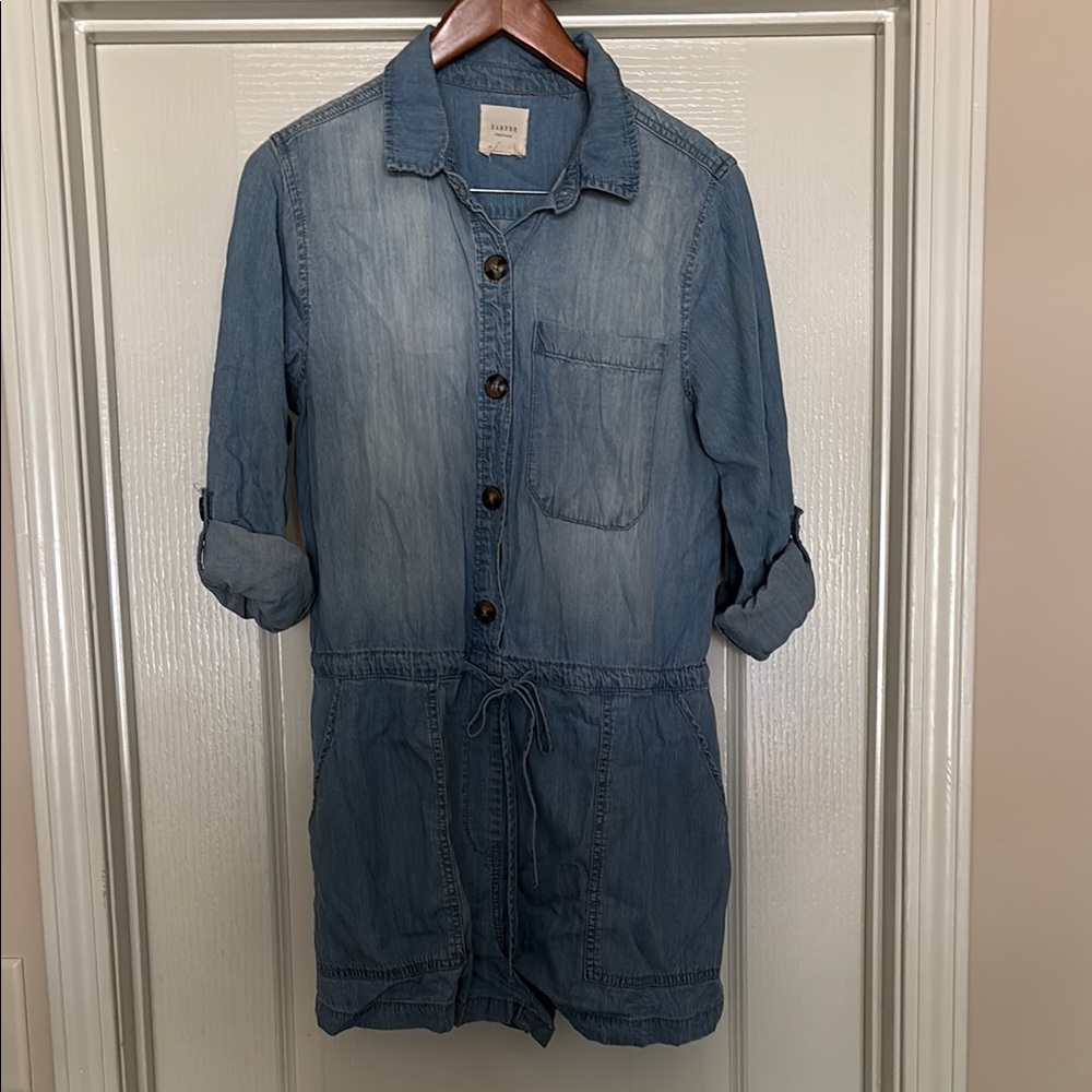 Blue Denim Button-Up Romper